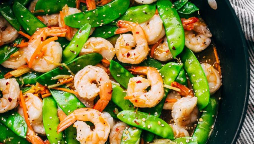 Prawn and three-pea stir-fry Recipe 1